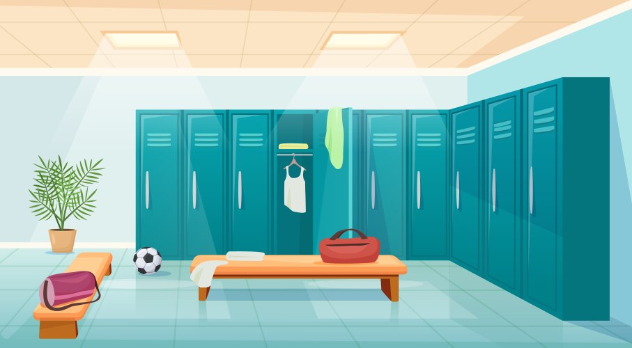 gym changing room with lockers school sports vector image