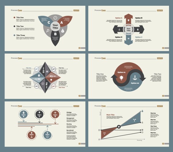 six strategy slide templates set vector image