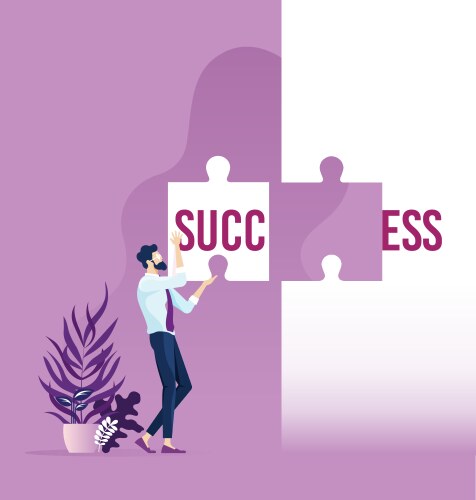 businessman holding word success split vector image