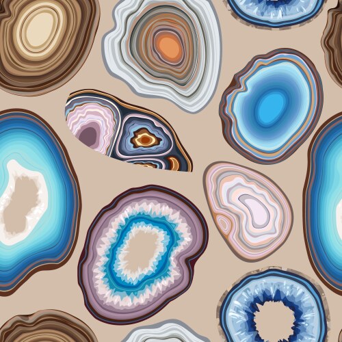 seamless pattern with geode and agate cuts vector image