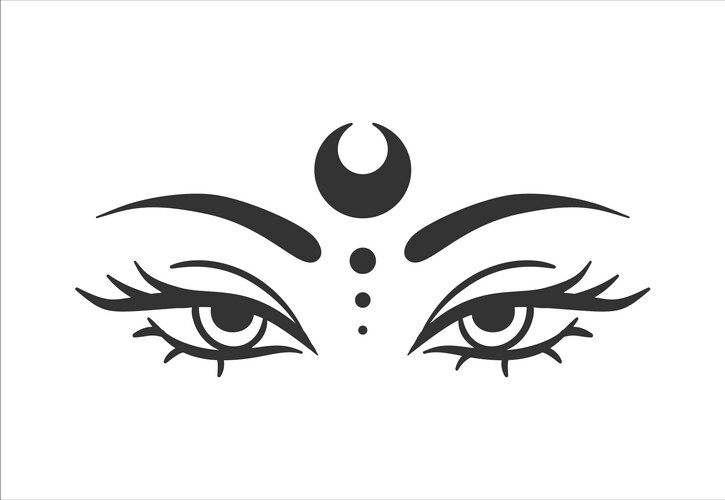 Eye moon witch in boho style gold Vector Image