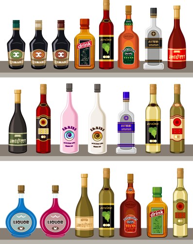 Alcoholic beverages icons set Royalty Free Vector Image