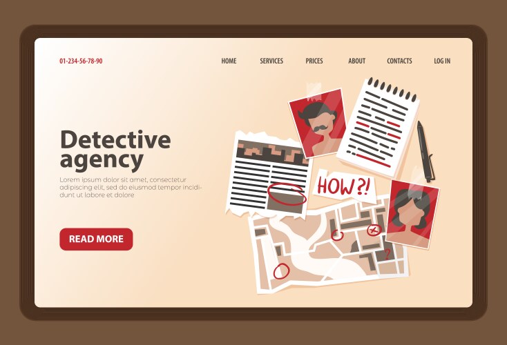 Detective agency landing page vector image