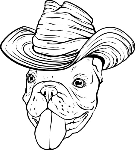 Bulldog in Sombrero - Mexican Portrait Vector Image