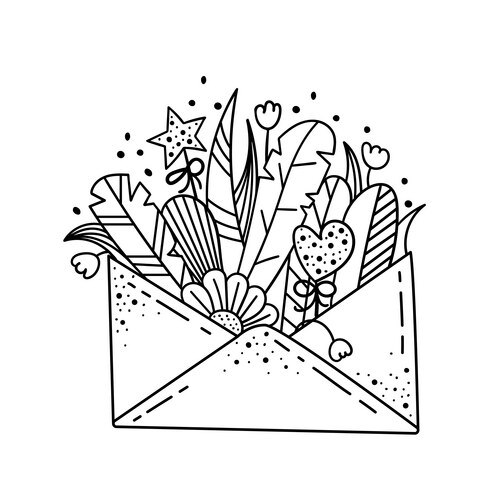 Wildflower Envelope Sketch Vector Image
