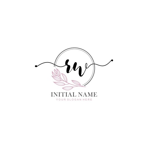 Beauty floral rw initial logos for branding Vector Image