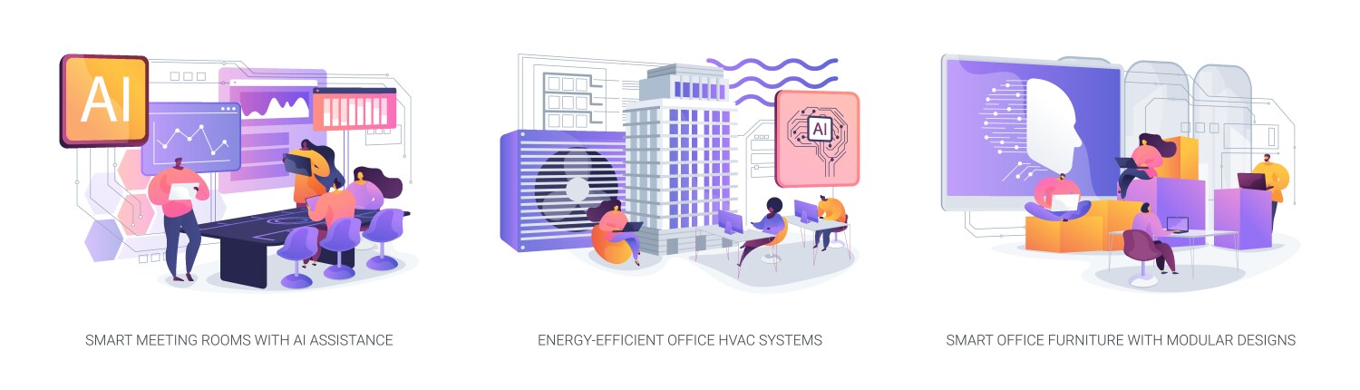 Ai and smart tech optimizing workspaces abstract vector image