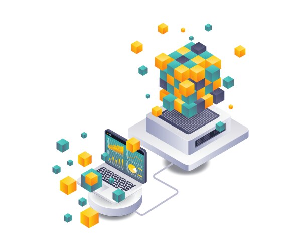 Analyzing data trends in blockchain technology vector image