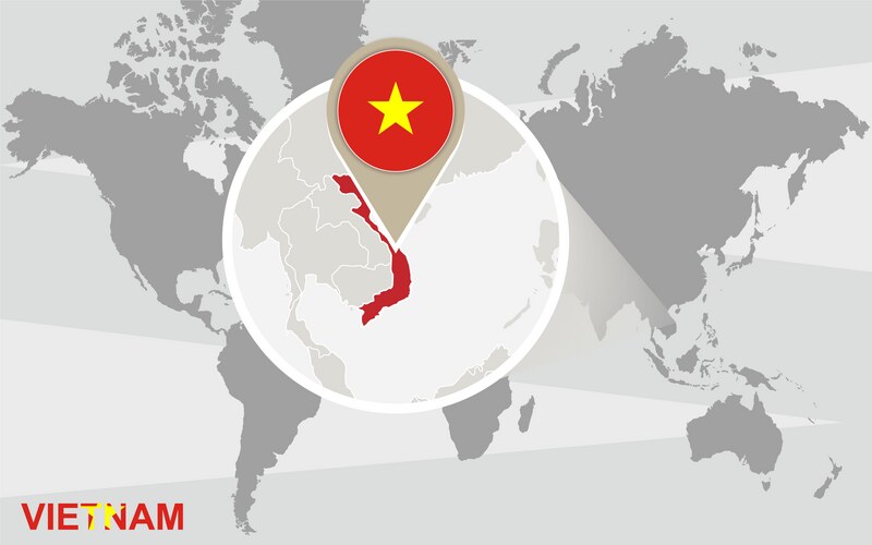 World Map with Magnified Vietnam Vector Image
