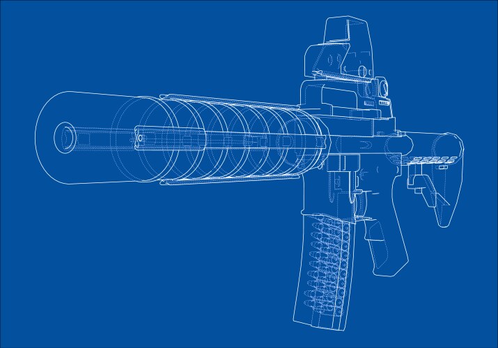 Wireframe detailed rifle perspective view Vector Image
