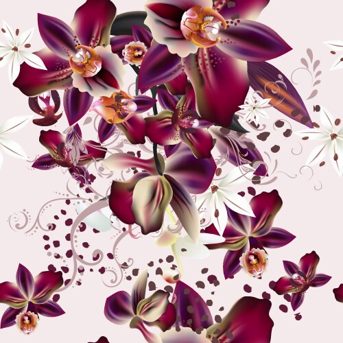 Tropical Orchid Flowers Background Vector Image