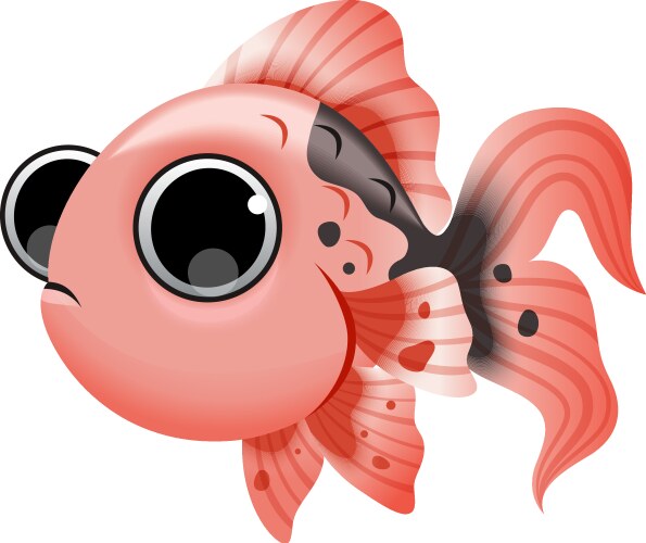 Cute Golden Fish Cartoon Vector Image