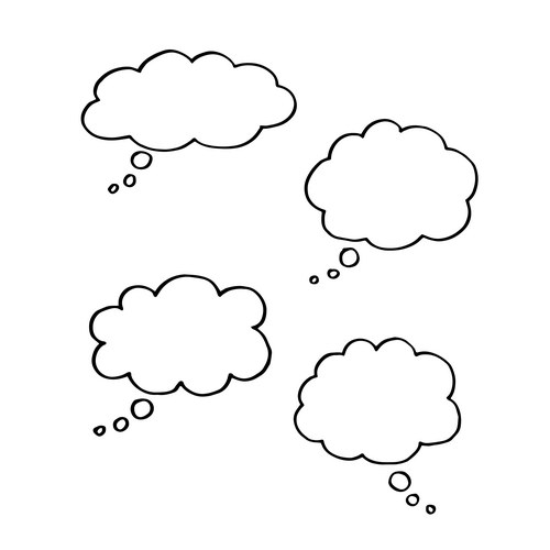 Hand Drawn Thought Bubbles Doodle Vector Image