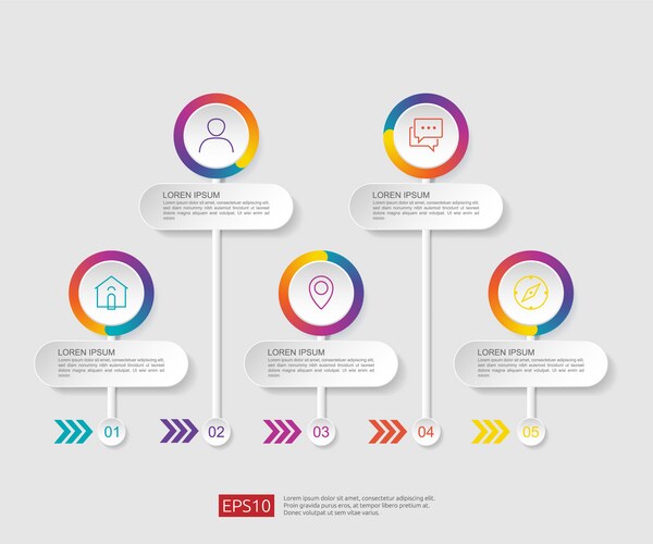 5 steps infographic timeline design template – Free Vector | VectorStock
