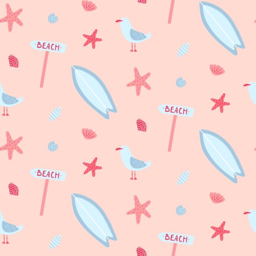 Summer beach seamless pattern top view Royalty Free Vector