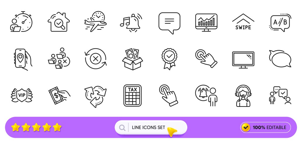 Text message remove team and bribe line icons vector image
