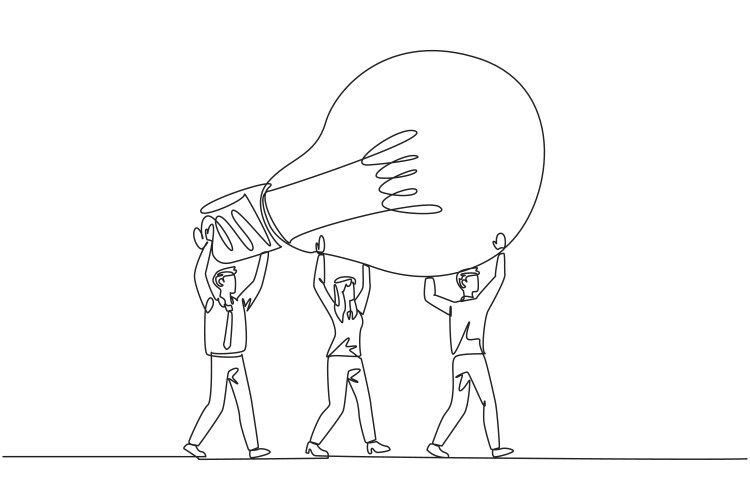 Continuous one line drawing group of people man Vector Image