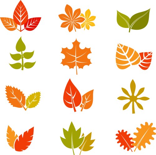 Autumn Leaf Icons - Multicolor Vector Image