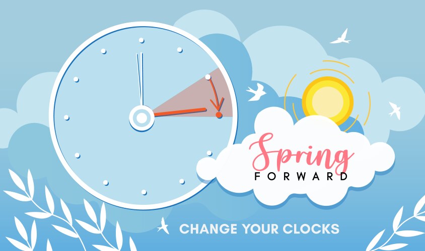 Daylight saving time spring forward concept Vector Image