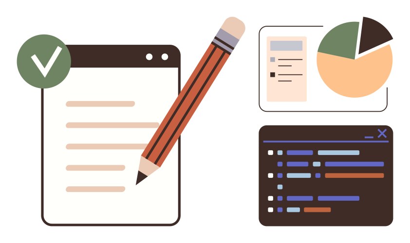 Digital workspace with task checklist data vektorbild