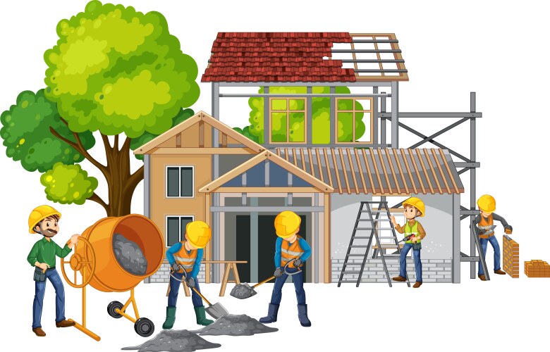 Construction workers concept Royalty Free Vector Image