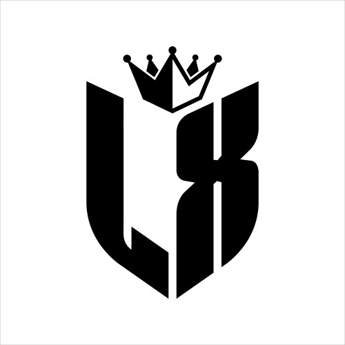 Lx letter logo shield shape inside badge Vector Image