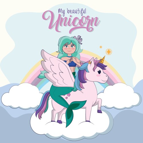 My beautiful unicorn cartoon Vector Image