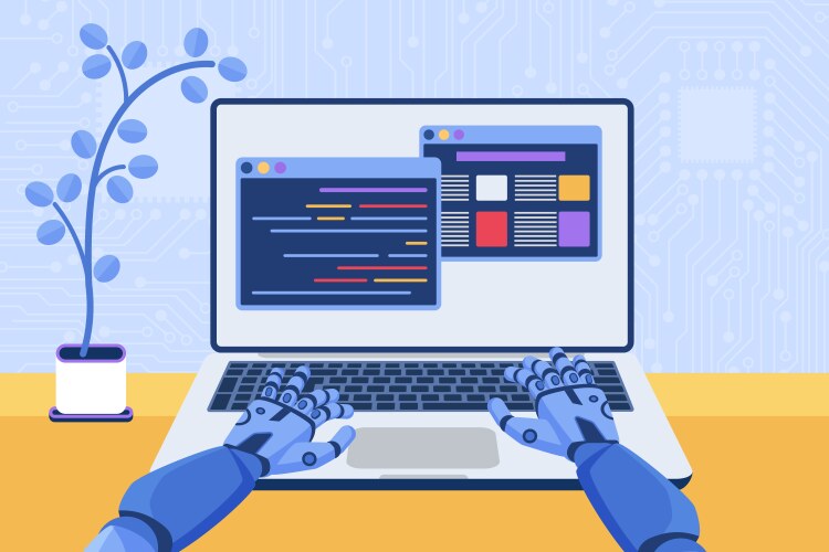 Software code automation development using ai vector image