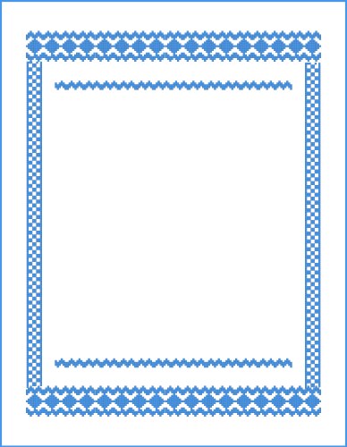 Frame for cross-stitch embroidery blue colors vector image