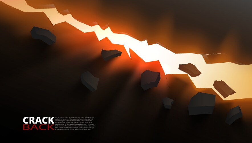 3d light explosion or lava earthquake effect vector