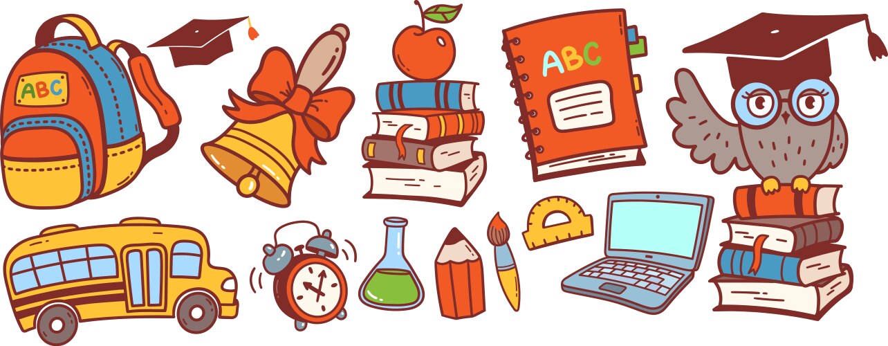 Back to school isolated objects set Royalty Free Vector