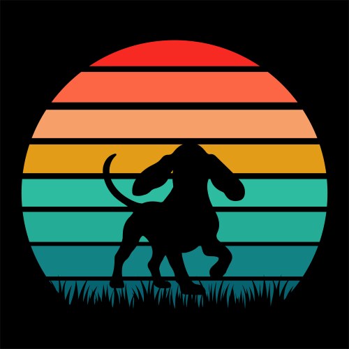 Bloodhound retro sunset Vector Image