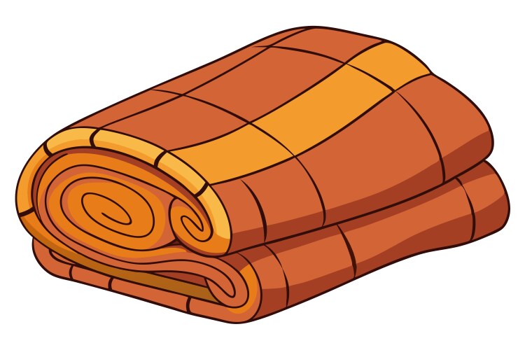 Rolled up quilted blanket drawing with intricate Vector Image