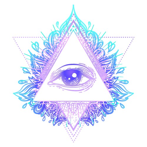 Sacred geometry symbol with all seeing eye over vector image