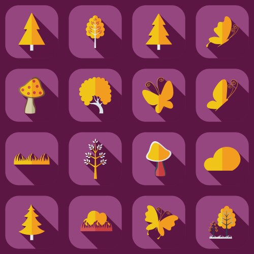 flat concept set modern design with shadow forest vector image