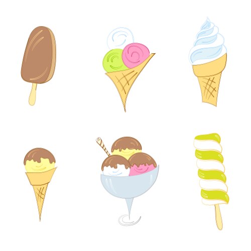 Cartoon ice cream set Royalty Free Vector Image