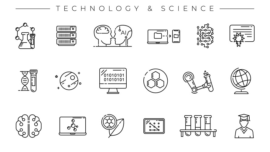 technology and science concept line style vector image