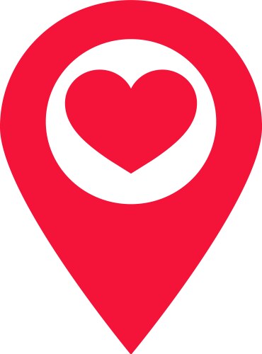 Red map pointer with heart icon location pin vector image