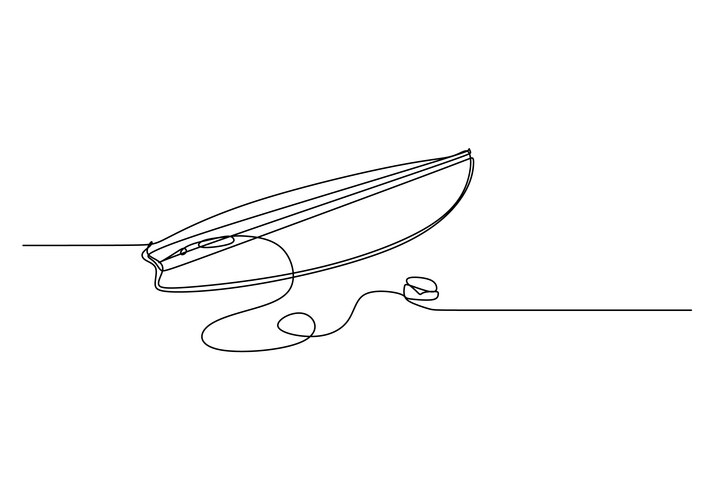 Surfboard one line drawing continuous hand drawn Vector Image