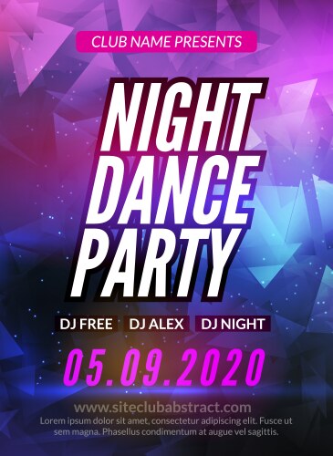 dance party poster template night vector image