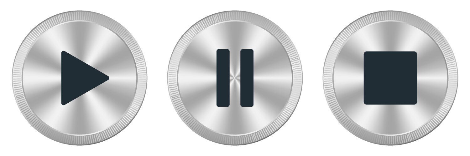 Play pause and stop buttons set of media player vektorbild