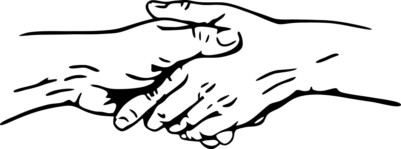 Friendly handshake black and white Vector Image