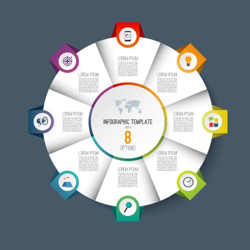 Infographic circle cycle diagram with 8 stages Vector Image