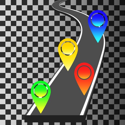 Navigation template with colored pin pointers vector image