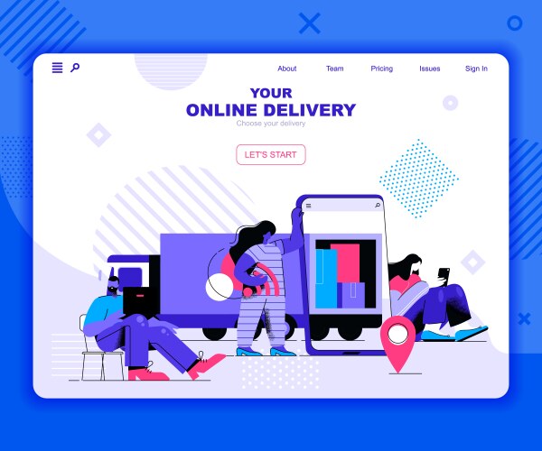 Online delivery landing page template vector image