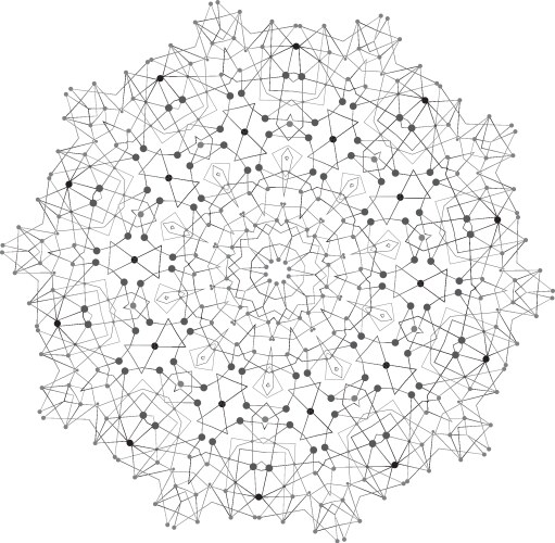Shape molecular structure with lines and dots vector image