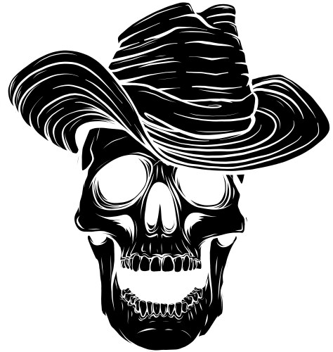 Black silhouette gangster skull tattoo death head Vector Image