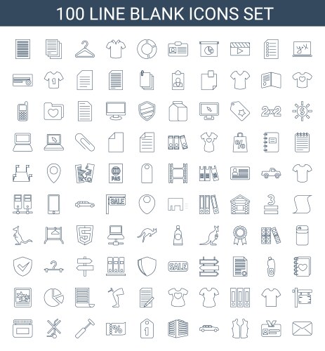 100 blank icons vector image