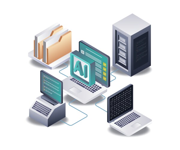 Artificial intelligence network for server data vector image