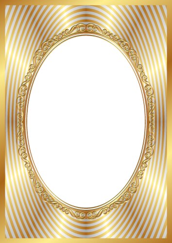 Gold oval frame realistic isolated element Vector Image